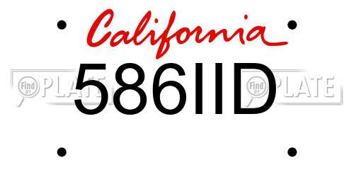 586IID California License Plate