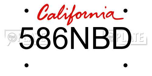 586NBD California License Plate