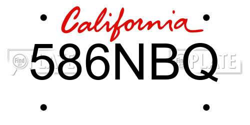 586NBQ California License Plate