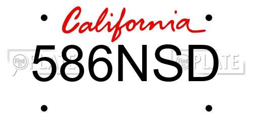 586NSD California License Plate