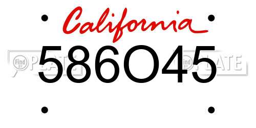 586O45 California License Plate