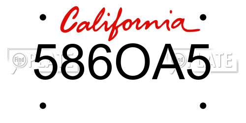 586OA5 California License Plate