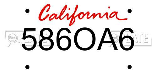586OA6 California License Plate