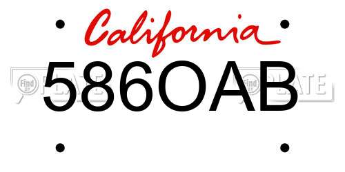 586OAB California License Plate