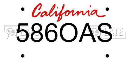 586OAS California License Plate