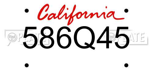 586Q45 California License Plate