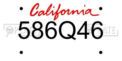586Q46 California License Plate