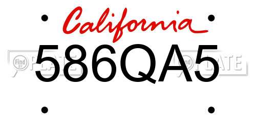 586QA5 California License Plate