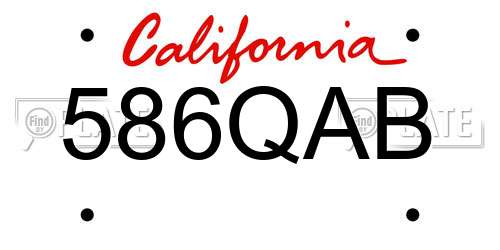 586QAB California License Plate