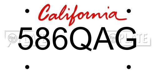 586QAG California License Plate