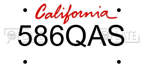 586QAS California License Plate