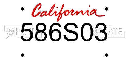 586S03 California License Plate