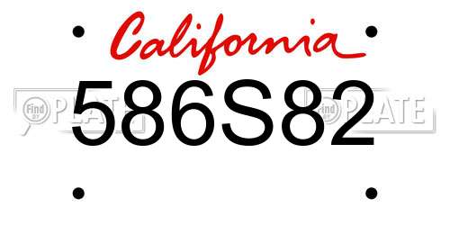 586S82 California License Plate