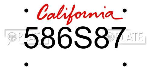 586S87 California License Plate