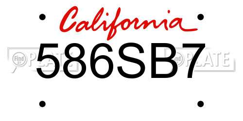 586SB7 California License Plate
