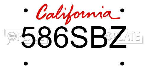 586SBZ California License Plate