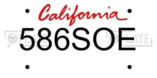 586SOE California License Plate