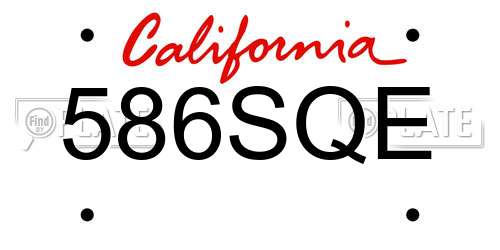 586SQE California License Plate