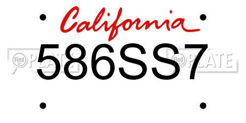 586SS7 California License Plate