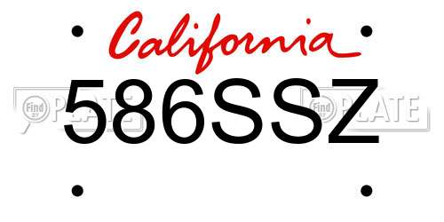 586SSZ California License Plate