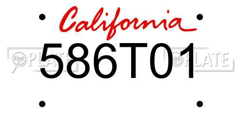 586T01 California License Plate