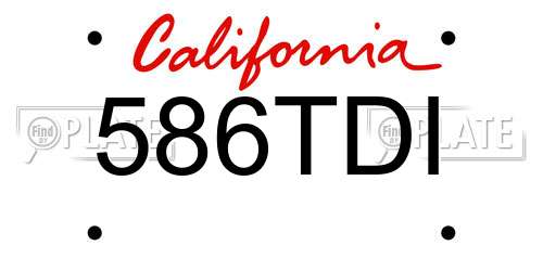 586TDI California License Plate