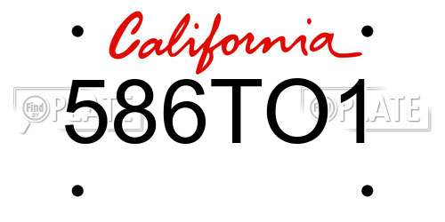 586TO1 California License Plate