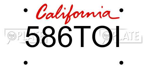 586TOI California License Plate