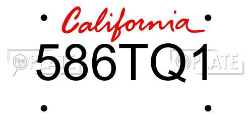 586TQ1 California License Plate