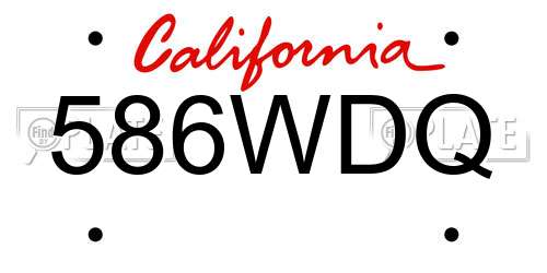586WDQ California License Plate