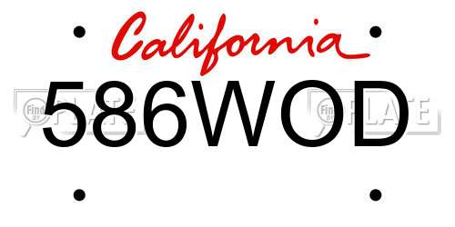 586WOD California License Plate