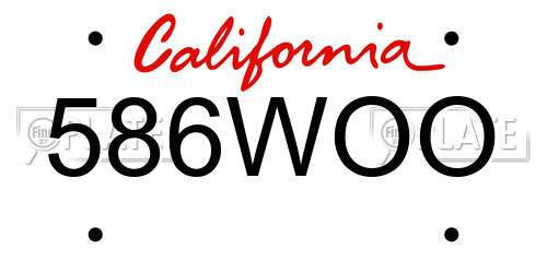 586WOO California License Plate