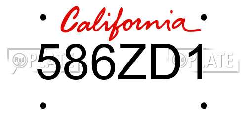 586ZD1 California License Plate