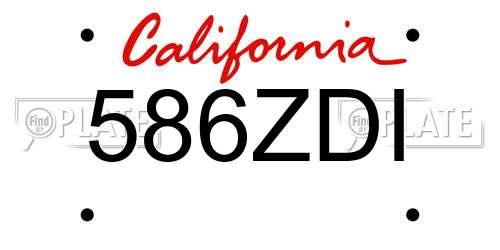 586ZDI California License Plate