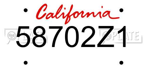 58702Z1 California License Plate