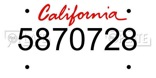 5870728 California License Plate