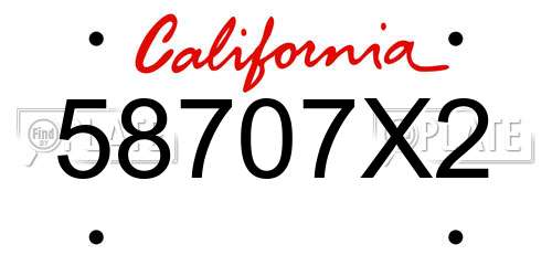 58707X2 California License Plate