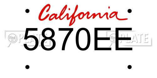5870EE California License Plate