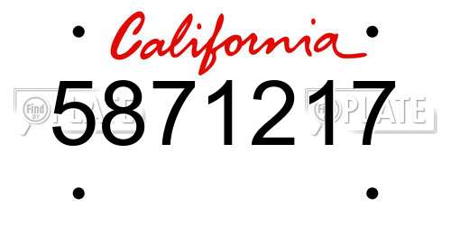 5871217 California License Plate