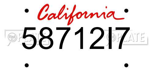 58712I7 California License Plate