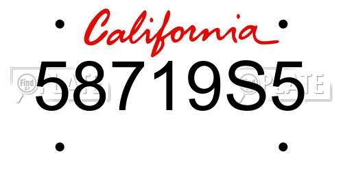 58719S5 California License Plate