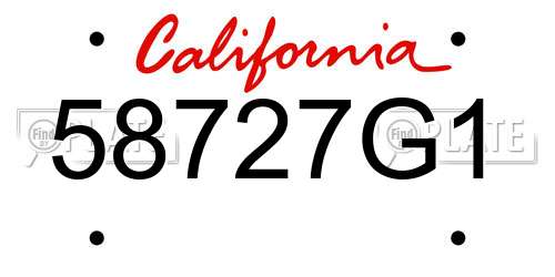 58727G1 California License Plate