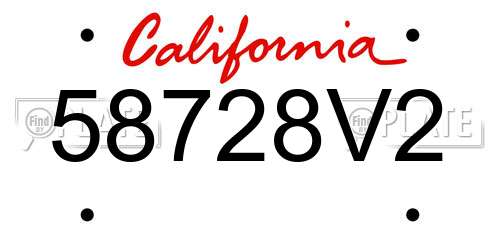 58728V2 California License Plate