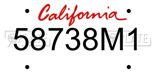 58738M1 California License Plate