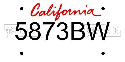 5873BW California License Plate