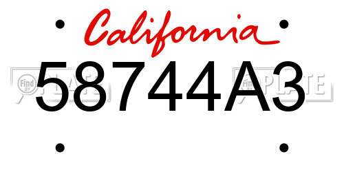 58744A3 California License Plate