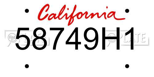 58749H1 California License Plate