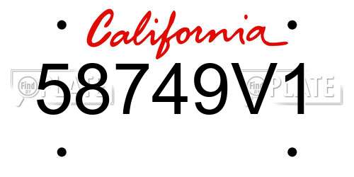 58749V1 California License Plate