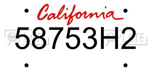 58753H2 California License Plate