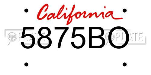 5875BO California License Plate